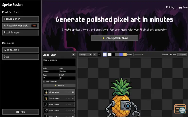 Screenshot of AI Pixel Art Generator