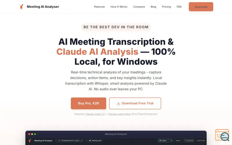 Screenshot of Meeting analyser