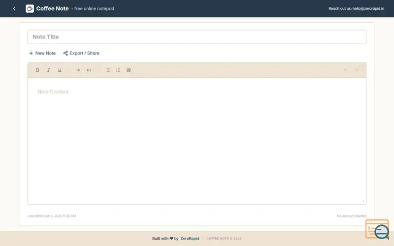 Screenshot of Coffee Note