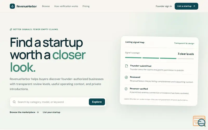 Screenshot of RevenueHarbor