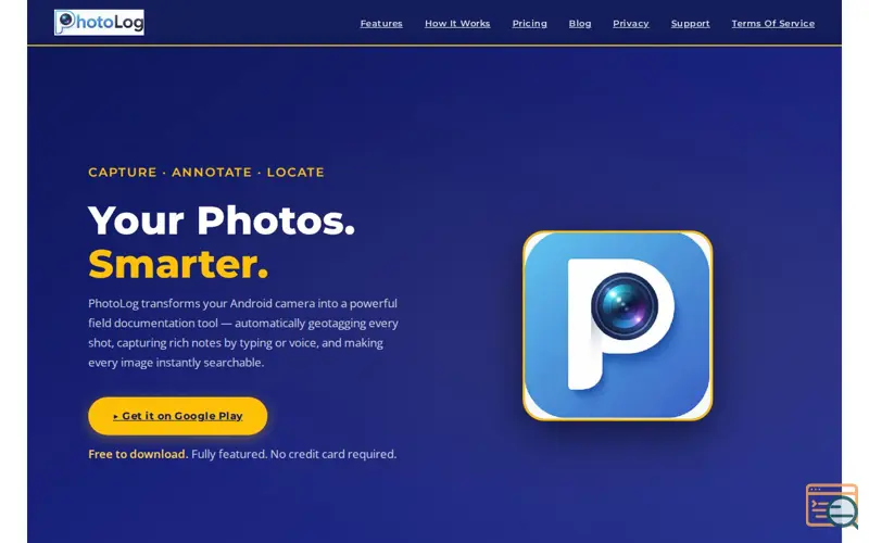 Screenshot of PhotoLog, a launch using Astra