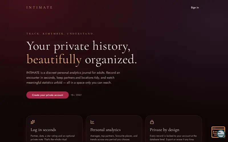 Screenshot of INTIMATE — Private Intimacy Analytics