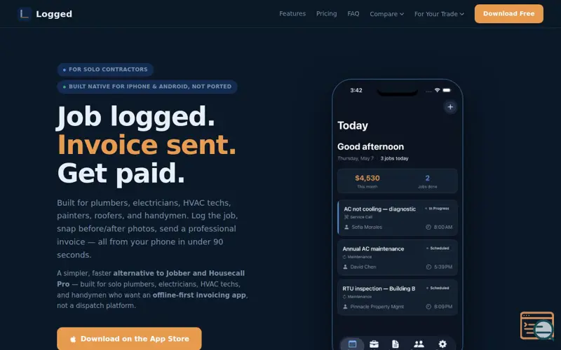 Screenshot of Logged