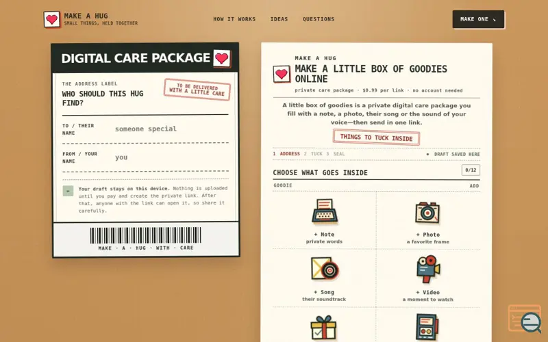 Screenshot of Make a Hug