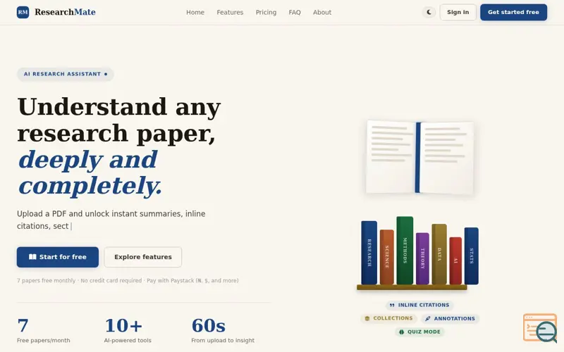 Screenshot of ResearchMate