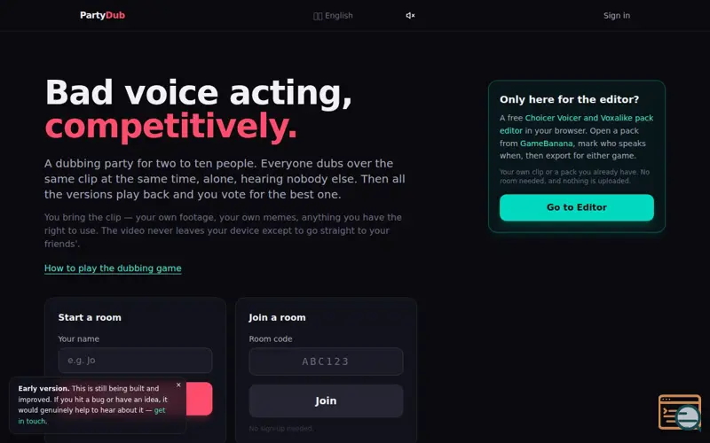 Screenshot of PartyDub