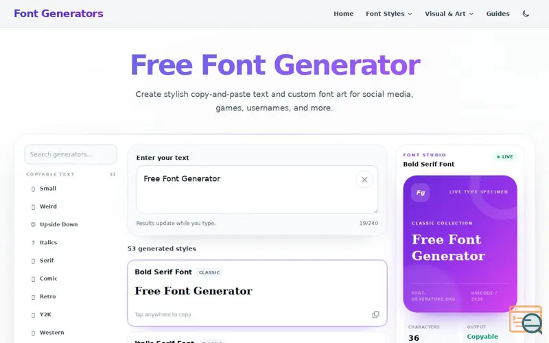 Screenshot of Font Generators