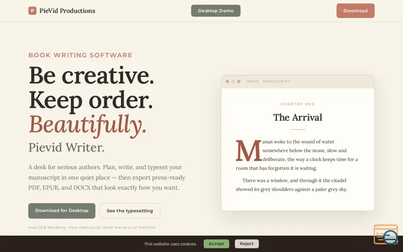 Screenshot of PieVid Writer