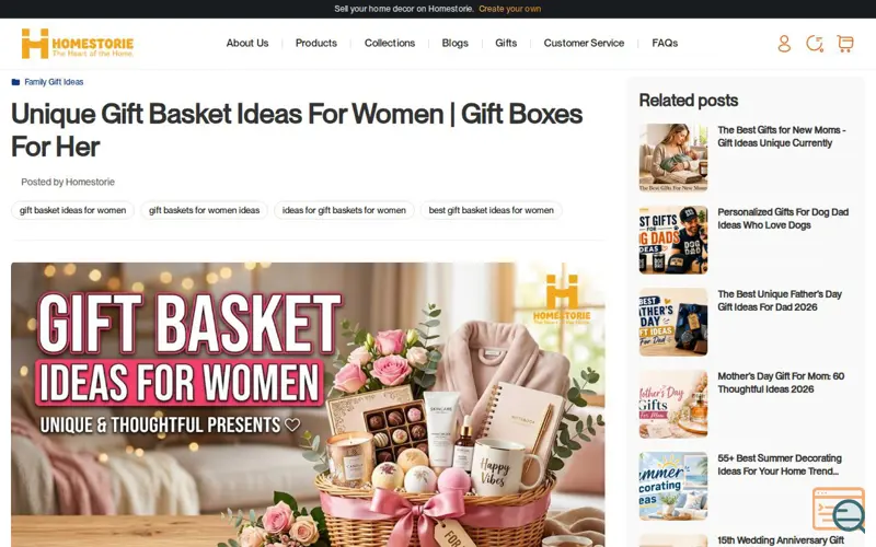 Screenshot of Personalized Gift Basket Ideas for Women