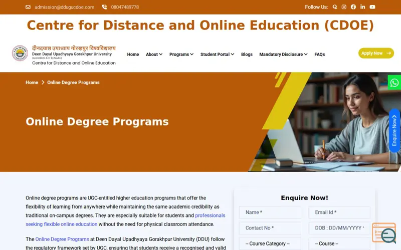 Screenshot of DDU Gorakhpur University ODL