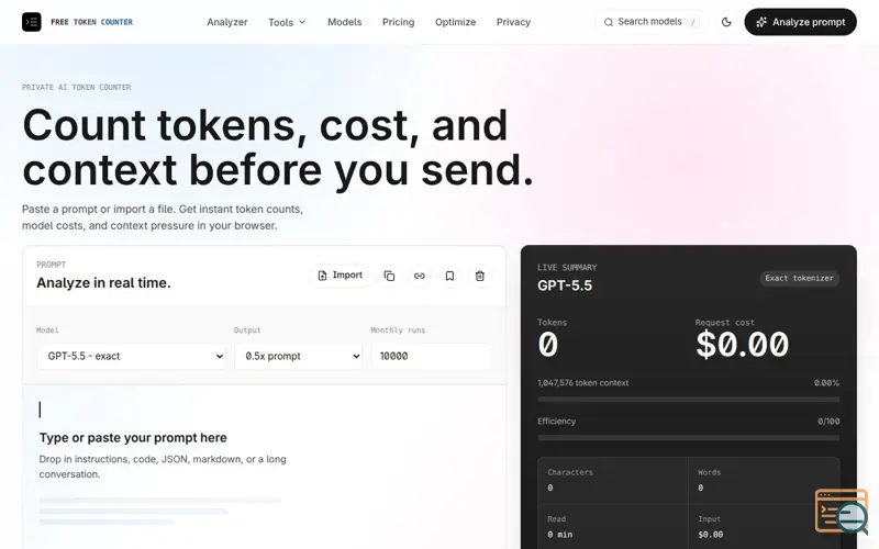 Screenshot of Free Token Counter