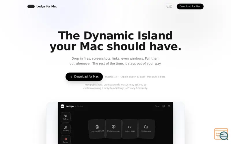 Screenshot of Ledge for Mac