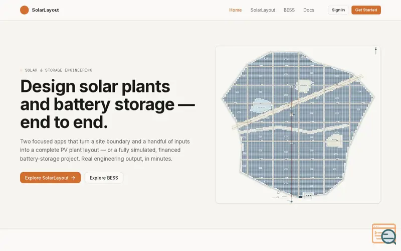 Screenshot of SolarLayout & BESS Desktop