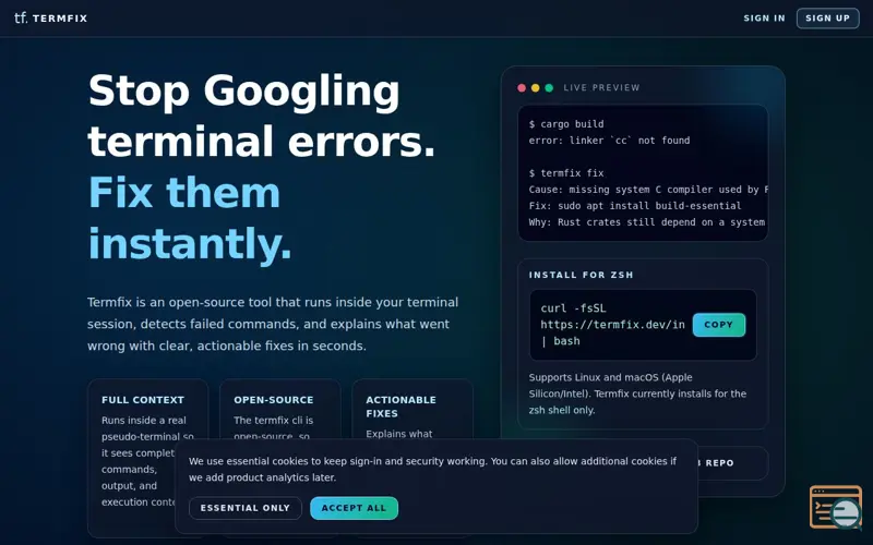 Screenshot of Termfix