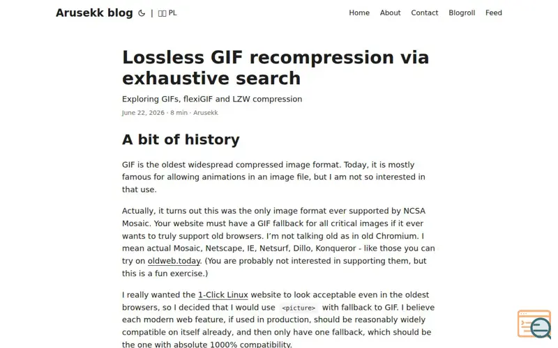 Screenshot of Blog