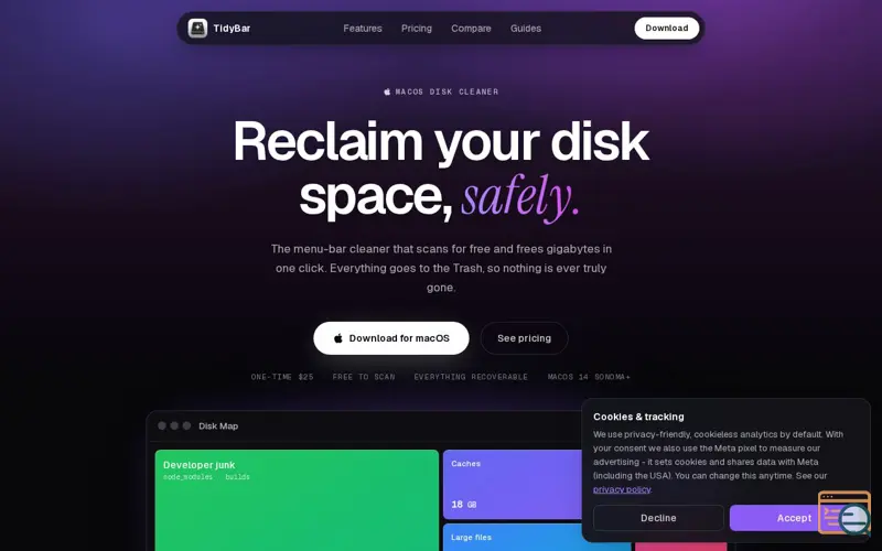 Screenshot of TidyBar