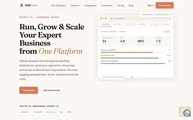 Screenshot of SkillBoard