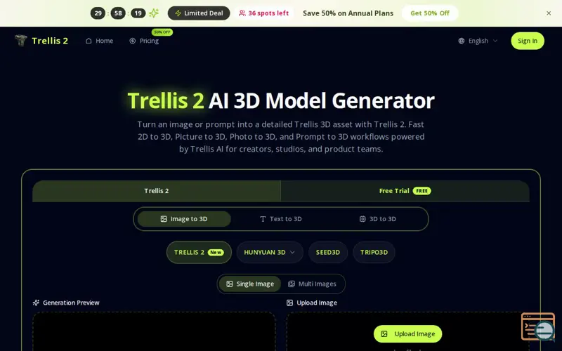 Screenshot of Trellis 2 AI 3D Generator