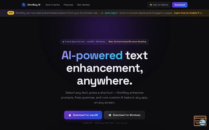 Screenshot of OmniKey AI