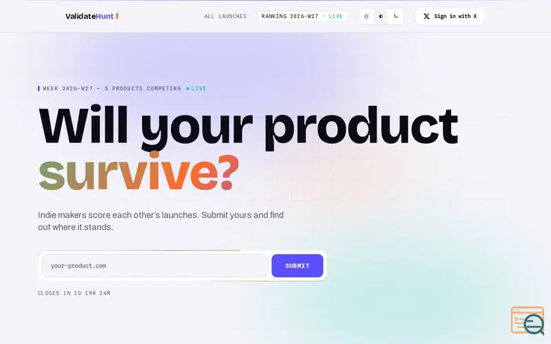 Screenshot of Validatehunt