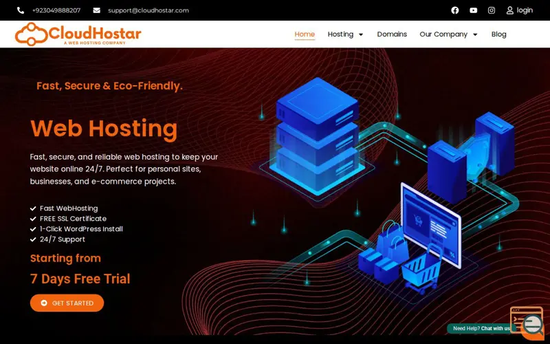 Screenshot of Hosting services & Domain Registration..