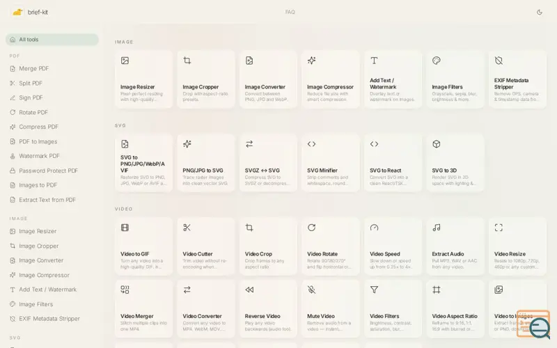 Screenshot of brief-kit