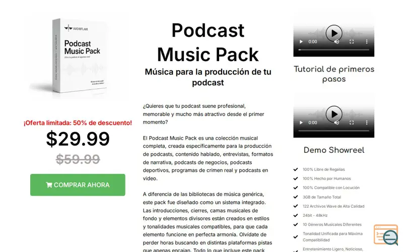 Screenshot of Podcast Music Pack