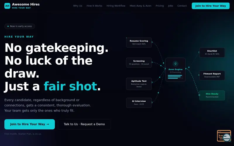 Screenshot of Awesome Hires