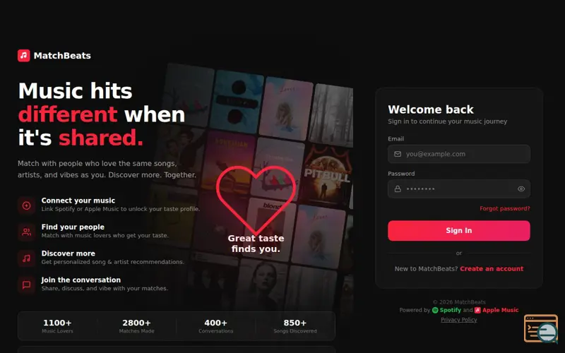 Screenshot of MatchBeats