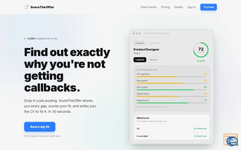 Screenshot of ScoreTheOffer