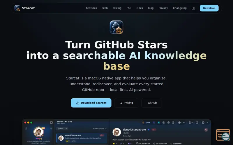 Screenshot of Starcat For GitHub