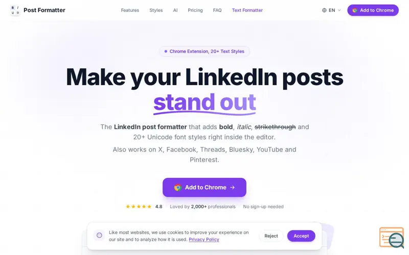 Screenshot of Post Formatter