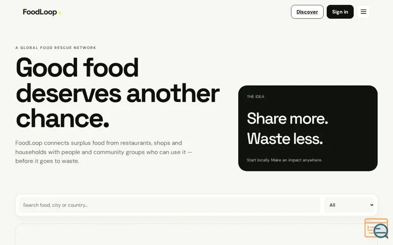 Screenshot of FoodLoop