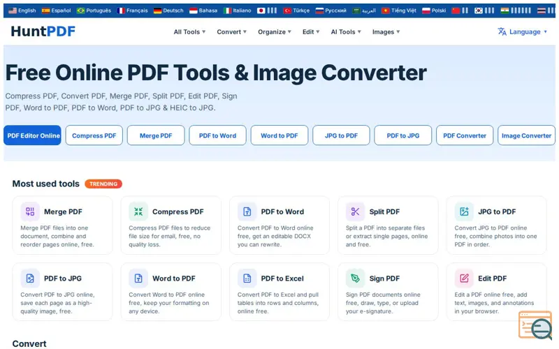 Screenshot of HuntPDF