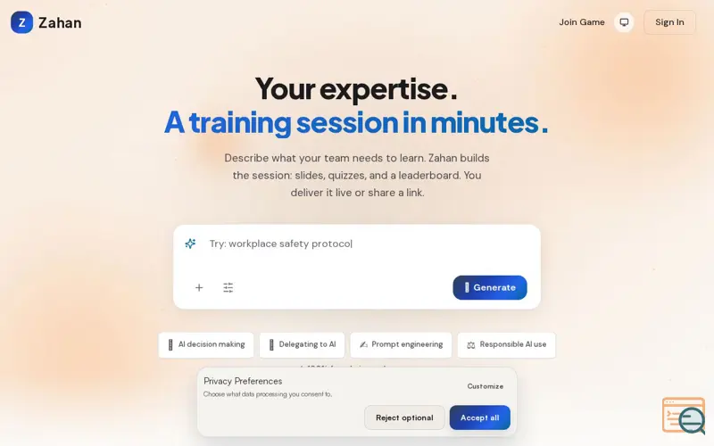 Screenshot of Zahan