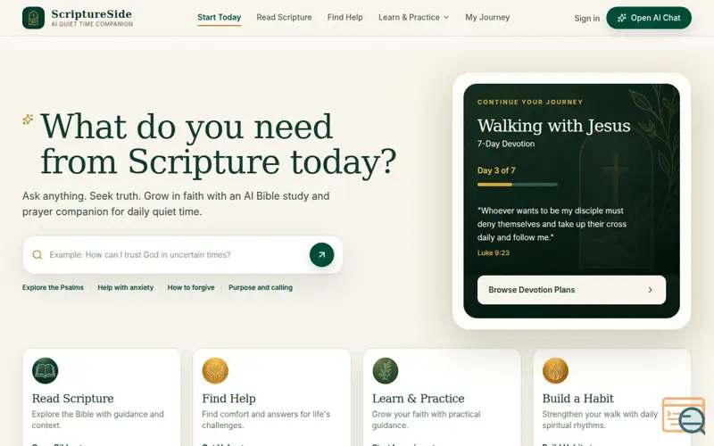Screenshot of ScriptureSide