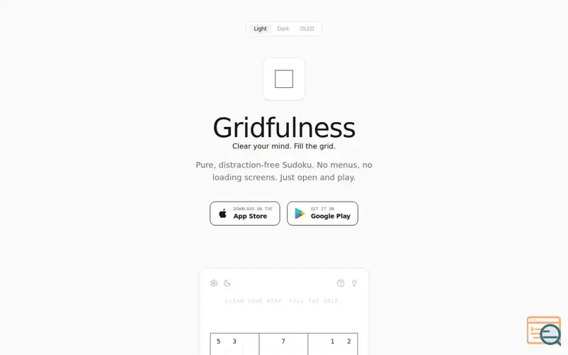 Screenshot of Gridfulness — Pure, Minimalist Sudoku