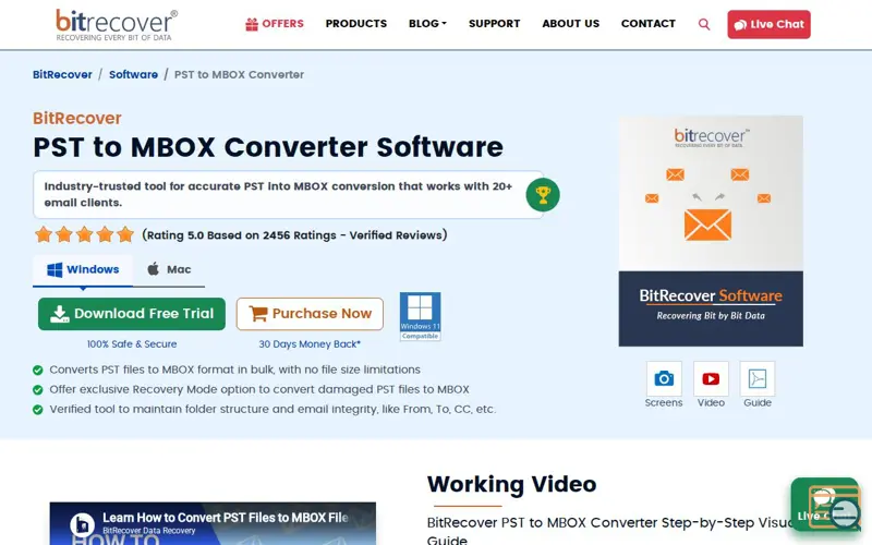 Screenshot of PST to MBOX Converter to Bulk Export PST