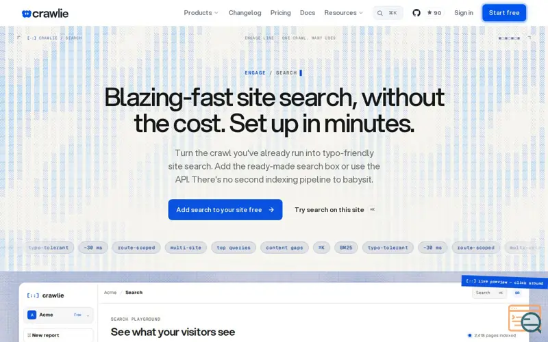 Screenshot of Crawlie Search