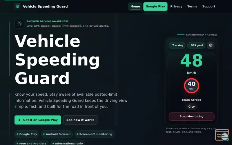 Screenshot of Vehicle Speeding Guard