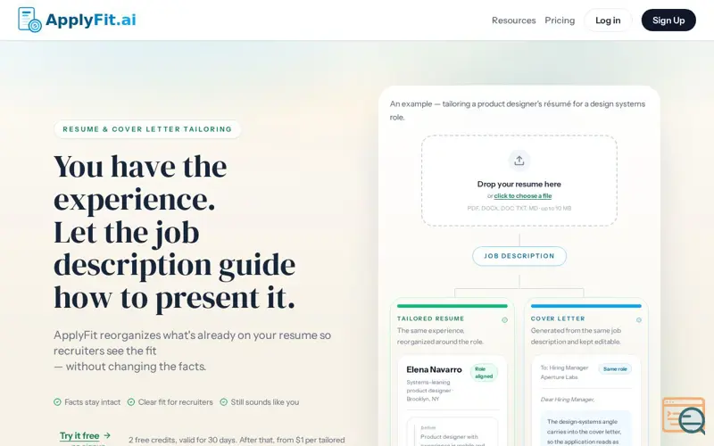 Screenshot of ApplyFit.ai