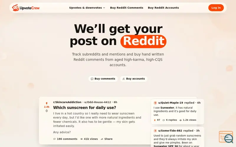 Screenshot of UpvoteCrew