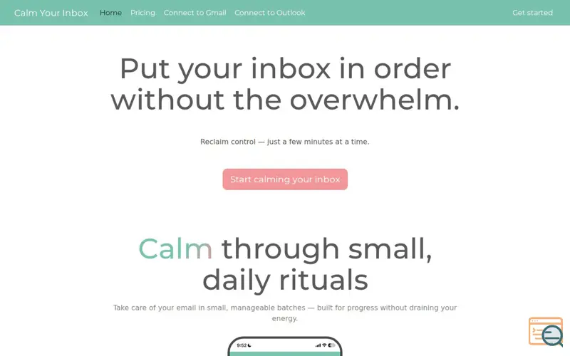 Screenshot of Calm Your Inbox, a launch using Quarto