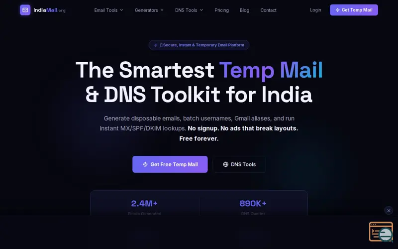 Screenshot of India Mail