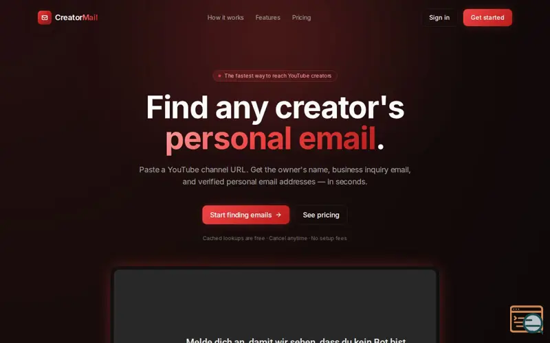 Screenshot of CreatorMail