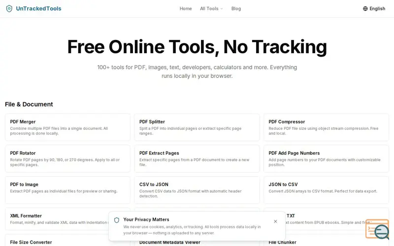 Screenshot of UnTrackedTools