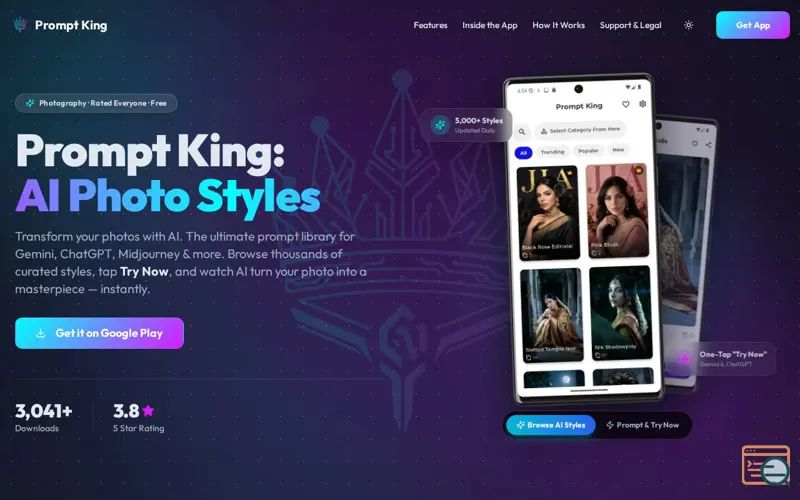Screenshot of Prompt King: AI Photo Styles