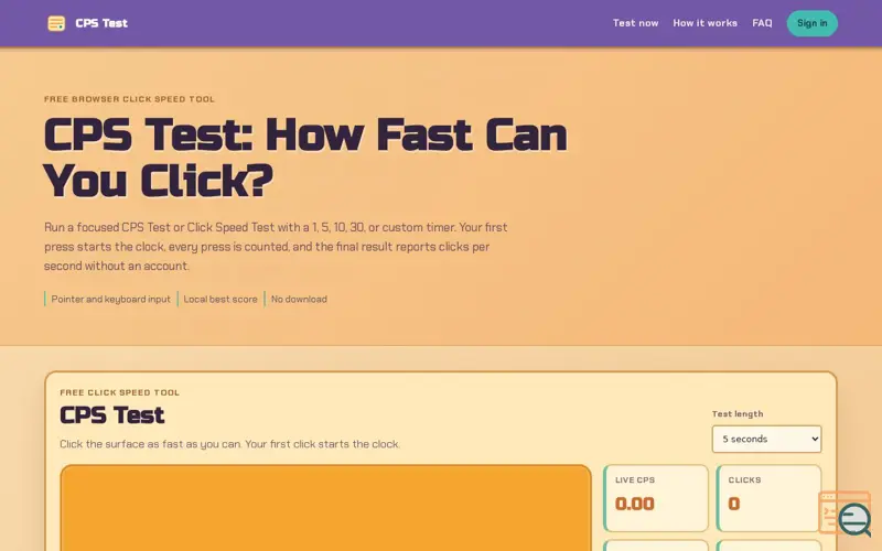 Screenshot of CPS Test