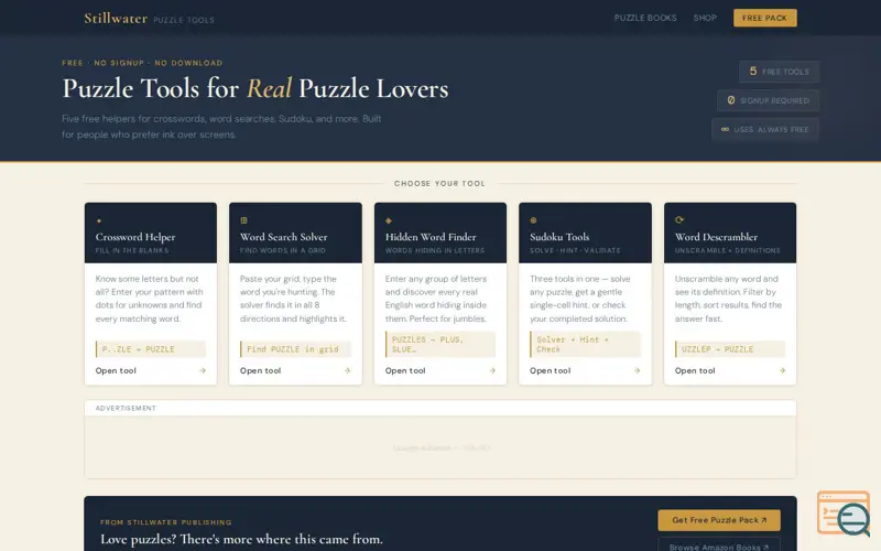 Screenshot of Stillwater Puzzle Tools