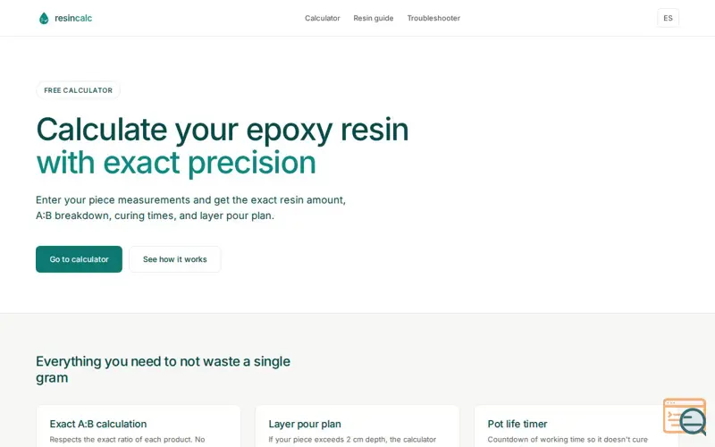 Screenshot of ResinCalc.app
